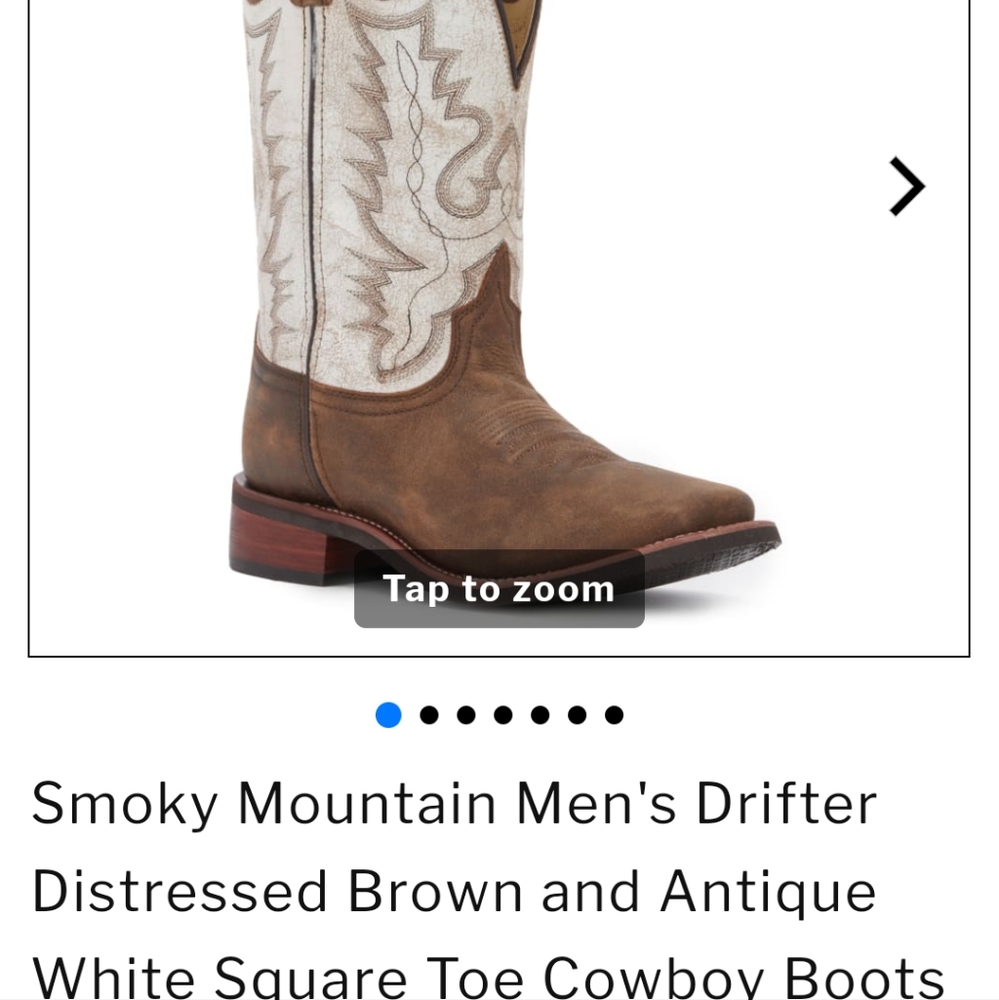 Smoky Mountain Men's boots; size 9.5 D; cream/tan/brown; New without tags.